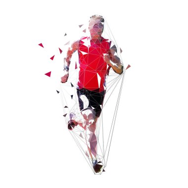 Çalıştırın. Adam Sprint, poligonal geometrik şekil düşük. Vektör
