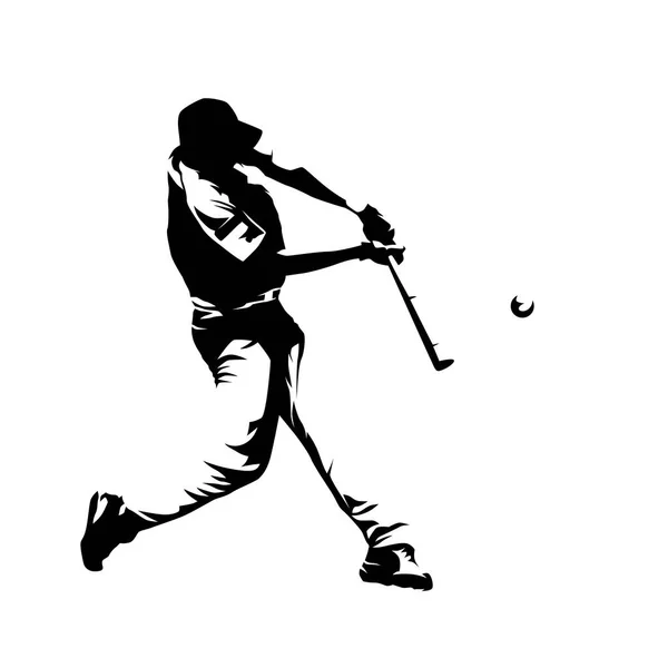 Baseball játékos üti a labdát, tészta, elszigetelt vektor silhouett — Stock Vector