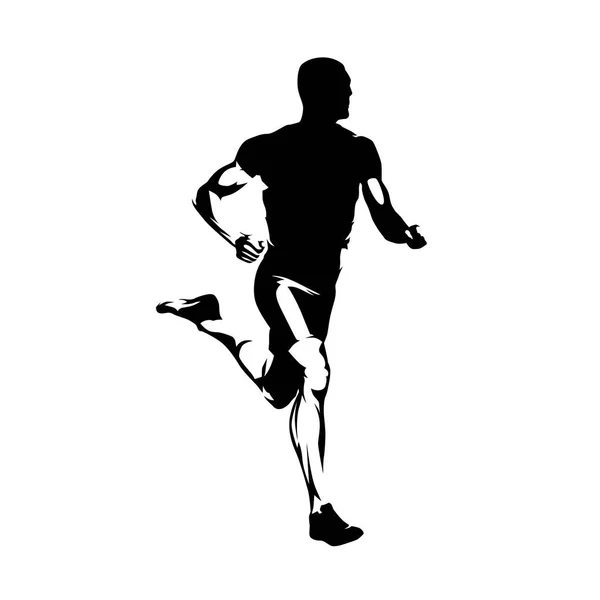 Sprinting runner, silhueta vetorial isolada. Corra, vista lateral — Vetor de Stock
