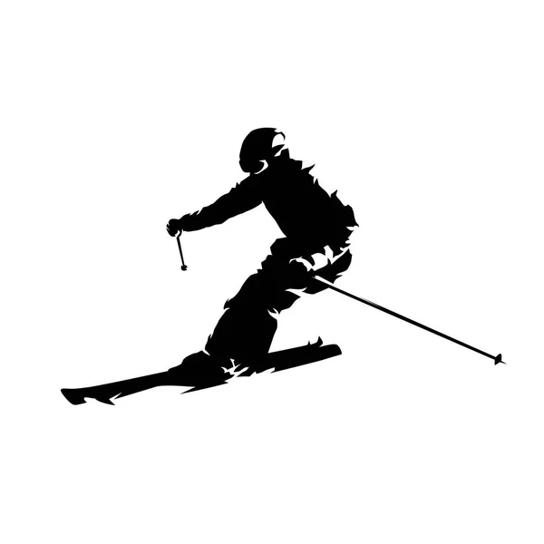 Lyžař, izolované vektorové siluetu. Sjezdové lyžování — Stockový vektor