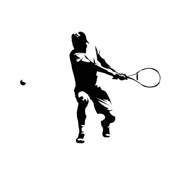 Giocatore di tennis, tiro al rovescio a doppia mano, astratto isolato ve — Vettoriale Stock