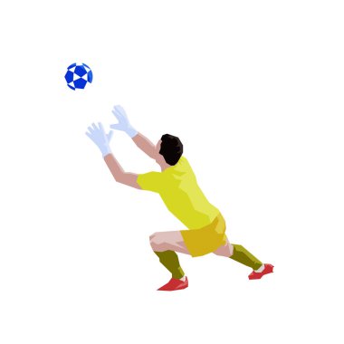 Futbol kaleci topu yakalamak, soyut geometrik izole vec