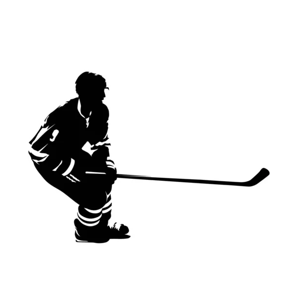 Giocatore di hockey pattinaggio senza disco, disegno a inchiostro, vettore isolato — Vettoriale Stock