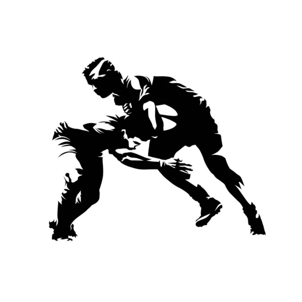 Illustration vectorielle isolée du rugby. Deux joueurs de rugby courent — Image vectorielle