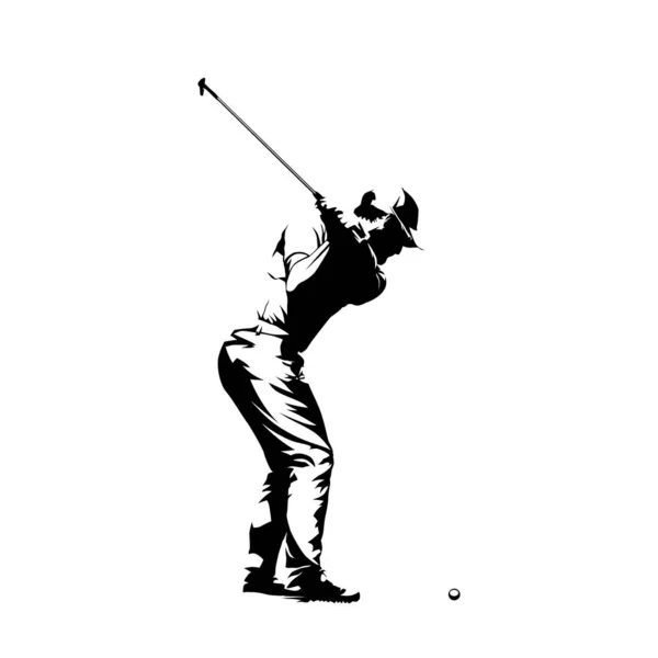 Golf oyuncusu, soyut izole vektör silueti. Golf salıncak ico — Stok Vektör