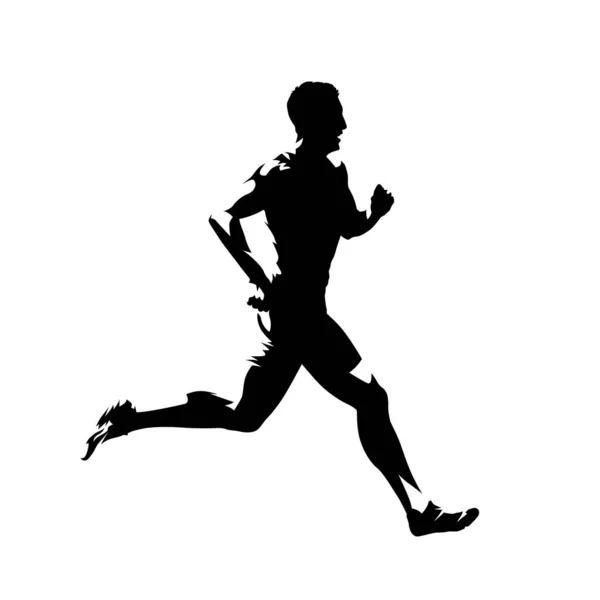 Running man, geïsoleerde vector silhouet. Sprinten loper — Stockvector