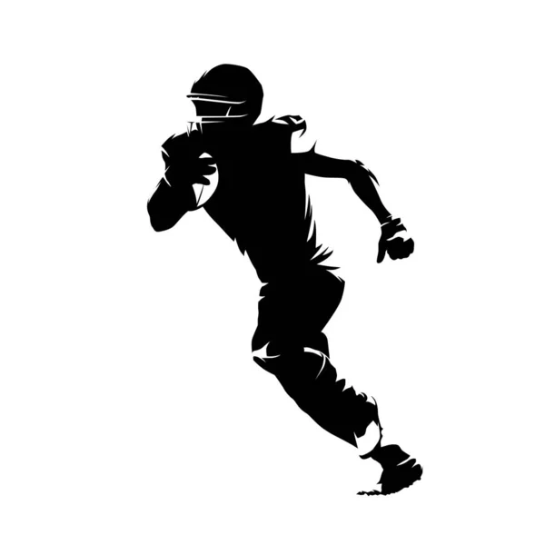 นักฟุตบอลชาวอเมริกันวิ่งกับลูกบอล — ภาพเวกเตอร์สต็อก