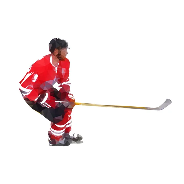 Giocatore di hockey su ghiaccio pattinaggio, isolato vettore geometrico illustratio — Vettoriale Stock