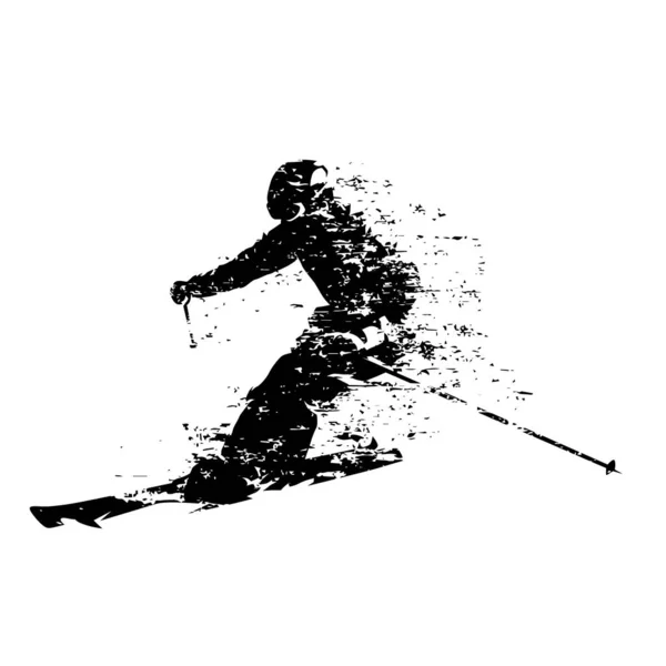 Kayakçı, yokuş aşağı kayak, izole vektör silueti — Stok Vektör