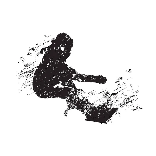 Snowboard, abstrait snowboarder silhouette vectorielle isolée — Image vectorielle