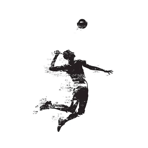 Волейболист подает мяч, абстрактный изолированный векторный силуэт — стоковый вектор