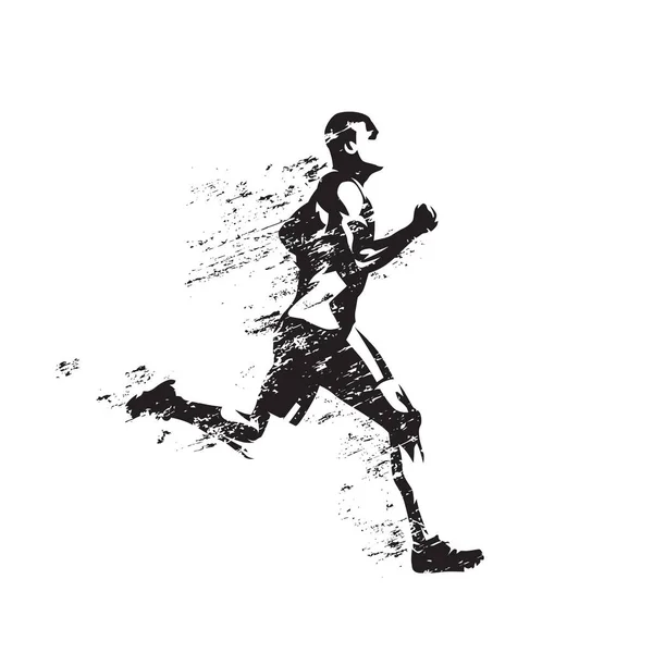 Běžící muž, abstraktní vektorová silueta. Běh, stisk — Stockový vektor