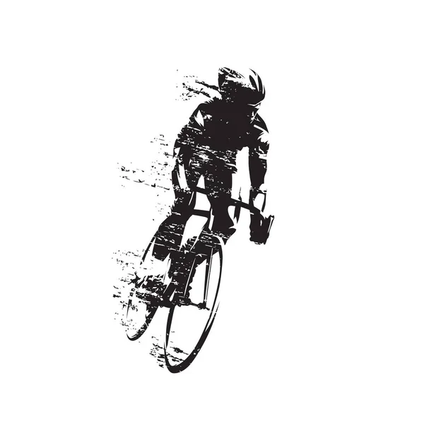 Ciclismo, ciclista de carretera paseos en bicicleta, vista frontal sil vector aislado — Vector de stock