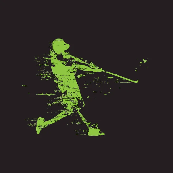 Joueur de baseball, style grunge, silhouette vectorielle isolée abstraite — Image vectorielle