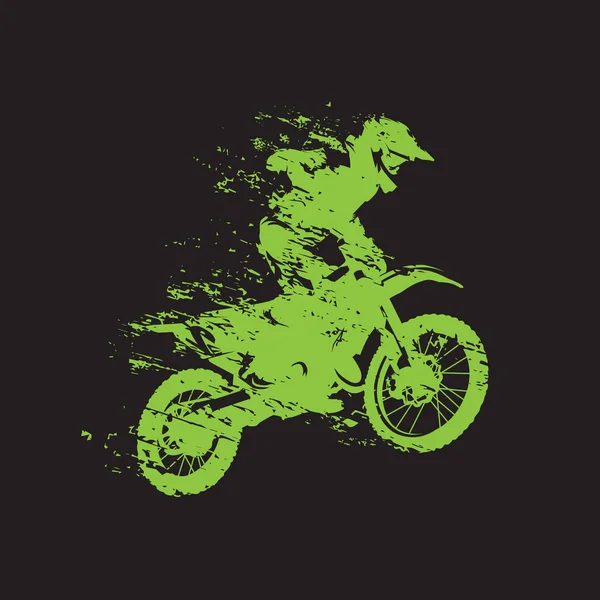 Wyścig motocrossowy, jeździec na motocyklu, ilustracja wektorowa na białym tle — Wektor stockowy