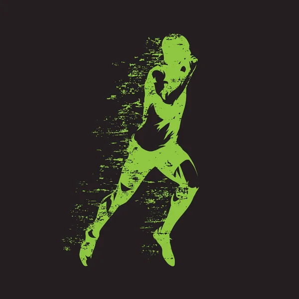 Homme fuyant, illustration vectorielle verte abstraite. Cours, sprint — Image vectorielle