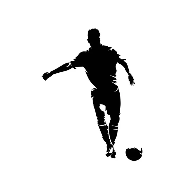 Futballista rugdossa labda és pontozási cél, absztrakt tinta ékszer — Stock Vector