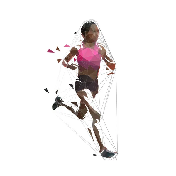 Running Vrouw Abstracte Laag Veelhoekige Geïsoleerde Vector Illustratie Geometrische Runner — Stockvector