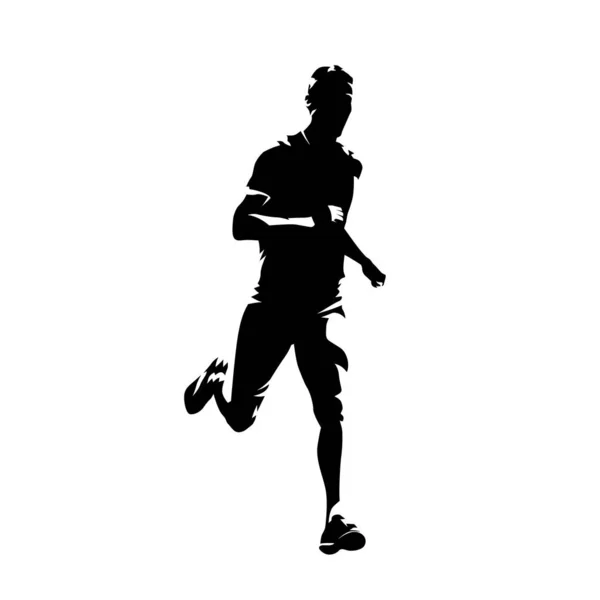 Runner, front view isolated vector ink drawing, abstract silhoue — Stock Vector