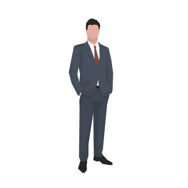 Homme Affaires Debout Avec Les Mains Dans Les Poches Costume — Image vectorielle