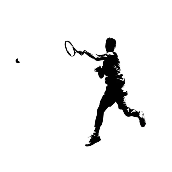 Jugador de tenis de frente, silueta vectorial aislada. Comic i — Vector de stock