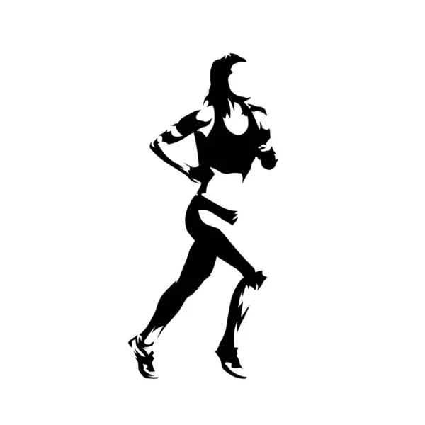 Running woman, abstract ink drawing isolated vector silhouette. — Stock Vector