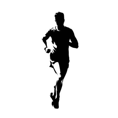Runner, ön görünüm izole vektör mürekkep çizimi, soyut siluet