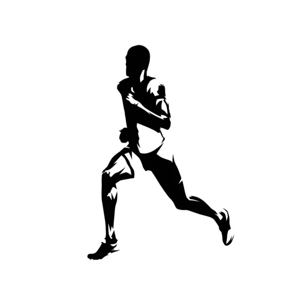 Runner, side view isolated vector ink drawing, abstract silhouet — Stock Vector