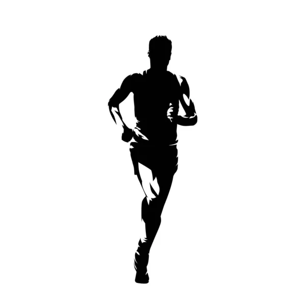 Corredor de maratón, silueta vectorial aislada, vista frontal. Correr. — Vector de stock