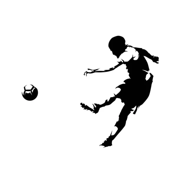 Jogador de futebol chutando bola e marcando gol, tinta abstrata drawin —  Vetores de Stock