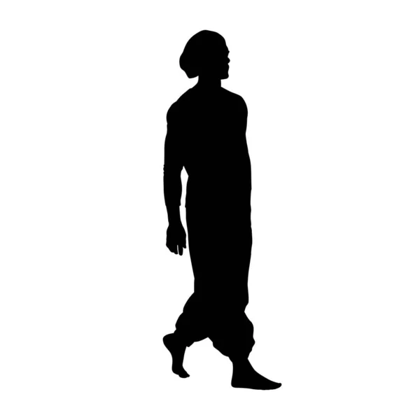 Giovane uomo adulto a piedi, silhouette vettoriale isolato — Vettoriale Stock