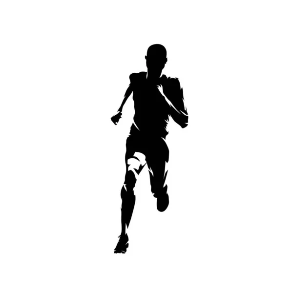 Sprinting man, isolated vector runner silhouette, front view — Stock Vector