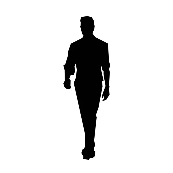 Hombre de camisa caminando hacia adelante, silueta vectorial geométrica aislada — Vector de stock