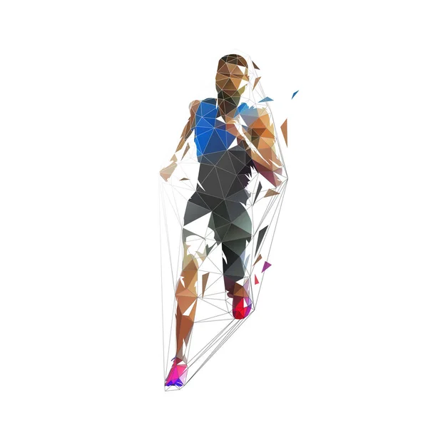 Uomo in corsa, illustrazione vettoriale a basso poligono. Riassunto geometrico ru — Vettoriale Stock