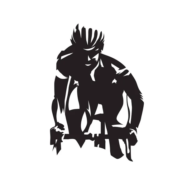Велогонки Велоспорт Логотип Велосипедиста Изолированный Векторный Силуэт — стоковый вектор