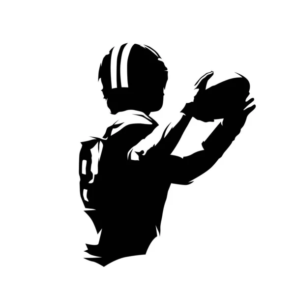 American Football Speler Gooien Bal Geïsoleerde Vector Silhouet Inkt Tekening — Stockvector