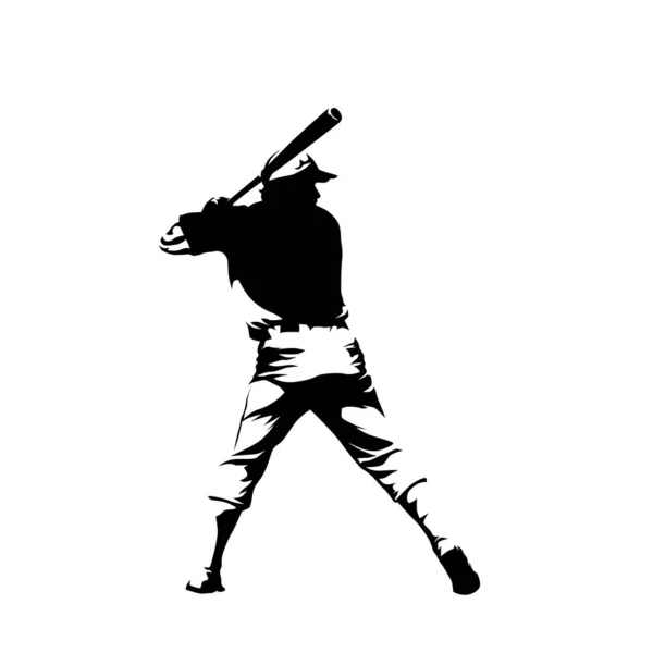 Baseball Player Batter Isolated Vector Illustration Ink Drawing Rear View — Stock Vector