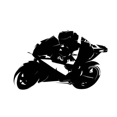 Motosiklet yarışı, yol motosikleti izole edilmiş vektör çizimi. Mürekkep çizimi, yan görüş. Ekstrem motor sporu
