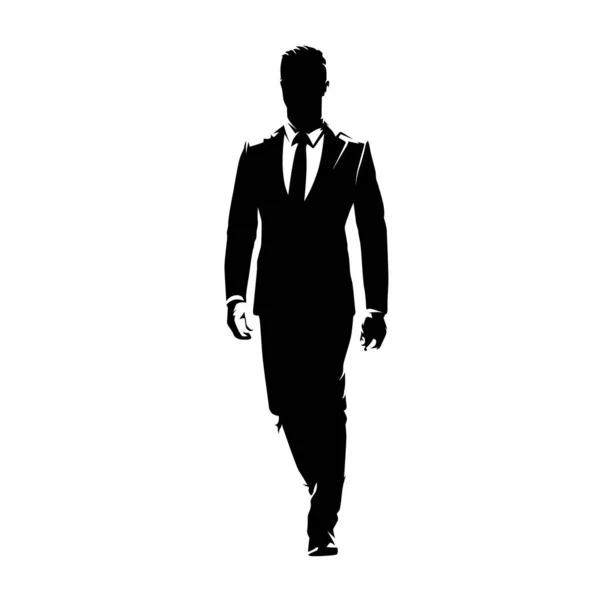 Empresario Traje Caminando Hacia Adelante Silueta Vectorial Abstracta Dibujo Tinta — Vector de stock