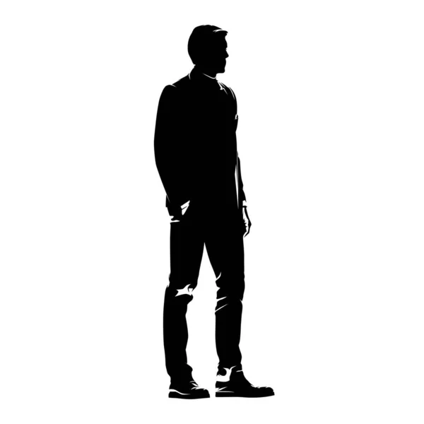 Homme Affaires Debout Silhouette Vectorielle Abstraite Dessin Encre Gens Affaires — Image vectorielle