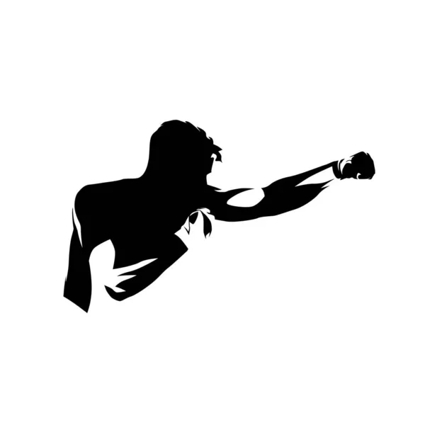 Logo Boxe Boxeur Kickbox Silhouette Vectorielle Isolée Illustration Dessin Encre — Image vectorielle