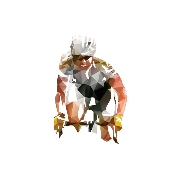 Велогонки Низкий Полигональный Велоспорт Геометрический Логотип Велосипедиста Изолированная Векторная Иллюстрация — стоковый вектор