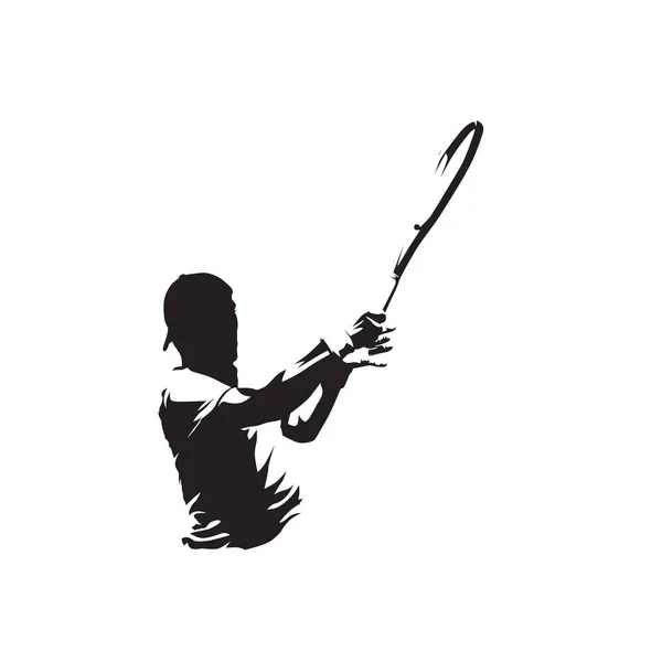 Jogador Ténis Tiro Frente Ilustração Vetorial Isolada Abstrata Logotipo Tênis — Vetor de Stock