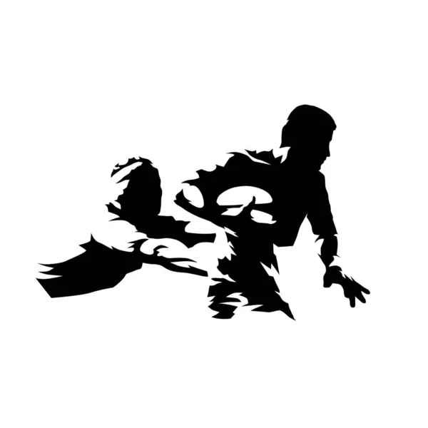 Rugby Players Isolated Vector Silhouette Ink Drawing — Stock Vector
