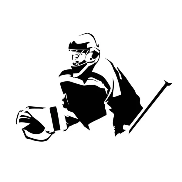 Portero Hockey Sobre Hielo Silueta Vectorial Aislada Abstracta Logo Hockey — Vector de stock