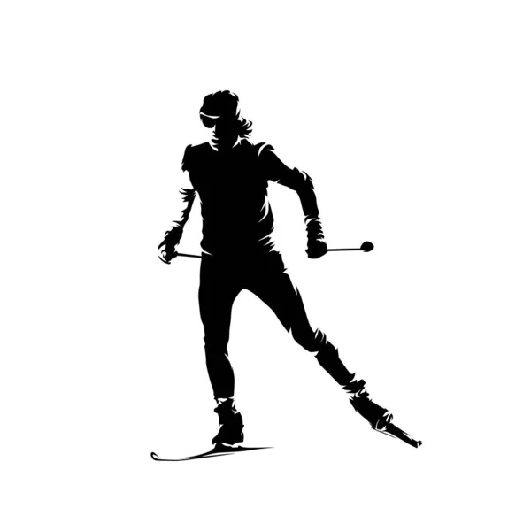 Cross Country Skiing Isolated Vector Skier Silhouette — Stock Vector