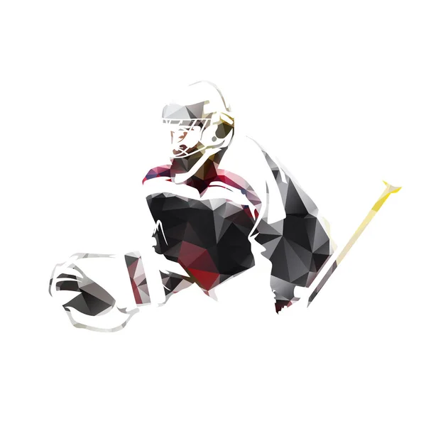Ice Hockey Goalie Abstract Low Polygonal Isolated Vector Illustration Geometric — Stock Vector