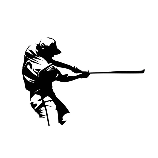 Παίκτης Του Μπέιζμπολ Ρόπαλο Μπάτερ Αφηρημένη Απομονωμένη Διανυσματική Σιλουέτα Λογότυπο — Διανυσματικό Αρχείο