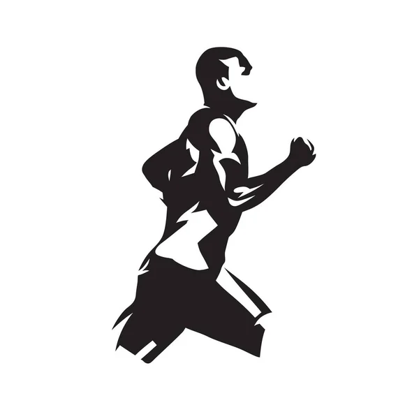 Logo Run Homme Fuyant Silhouette Vectorielle Isolée Abstraite — Image vectorielle