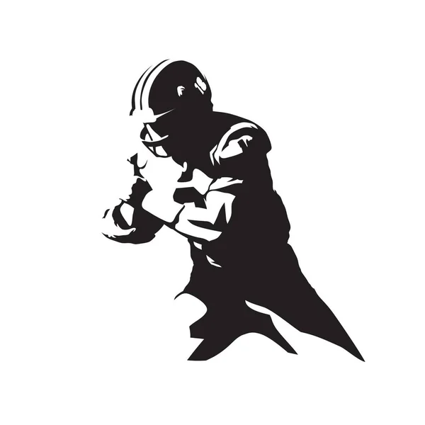 Logo Football Joueur Football Américain Ballon Silhouette Vectorielle Isolée Dessin — Image vectorielle